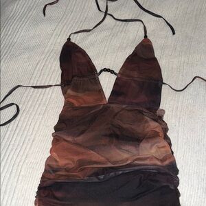 Brown and Black Halter Dress